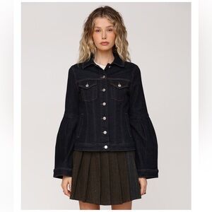 Avec Les Filles Women's Flare-Sleeve Denim Trucker Jacket - Rinse Wash Color